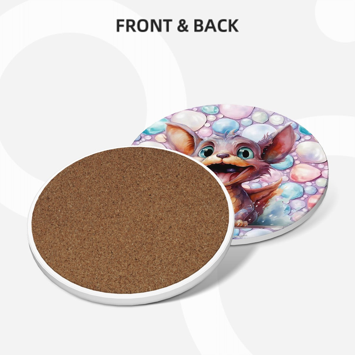 Cute Baby Dragons, Round Ceramic Coasters Set of 6