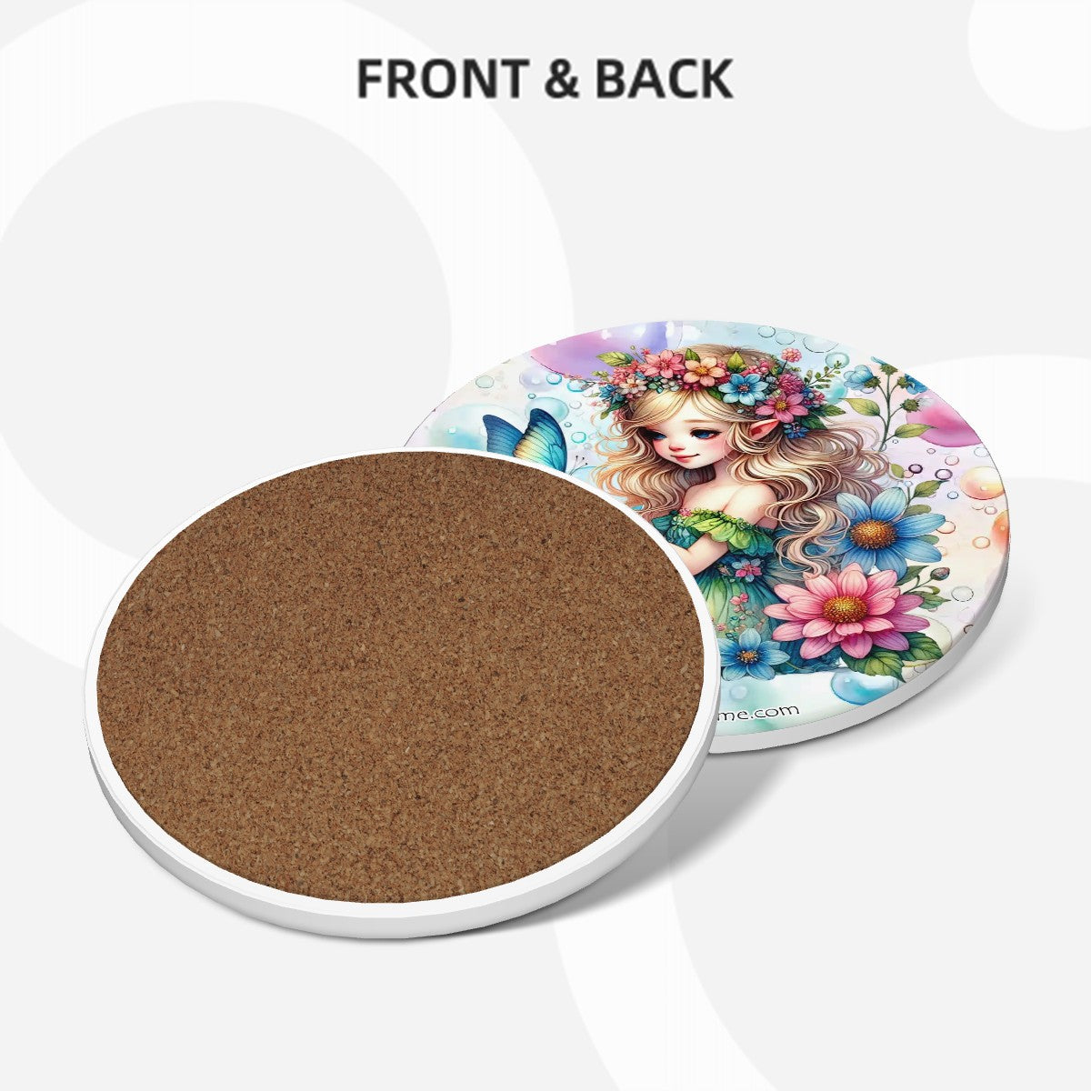 Rainbow Fairies, Round Ceramic Coasters Set of 6