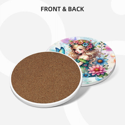 Rainbow Fairies, Round Ceramic Coasters Set of 6