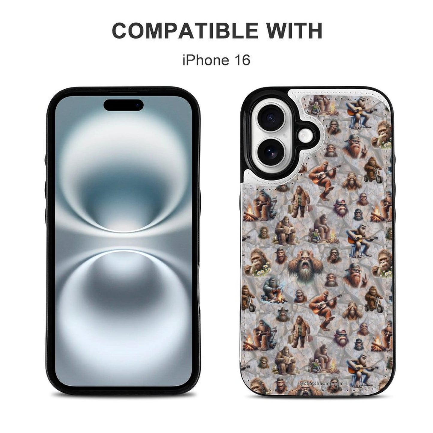 20 Bigfoot / Sasquatch Designs, iPhone 16 Faux Leather Wallet Case