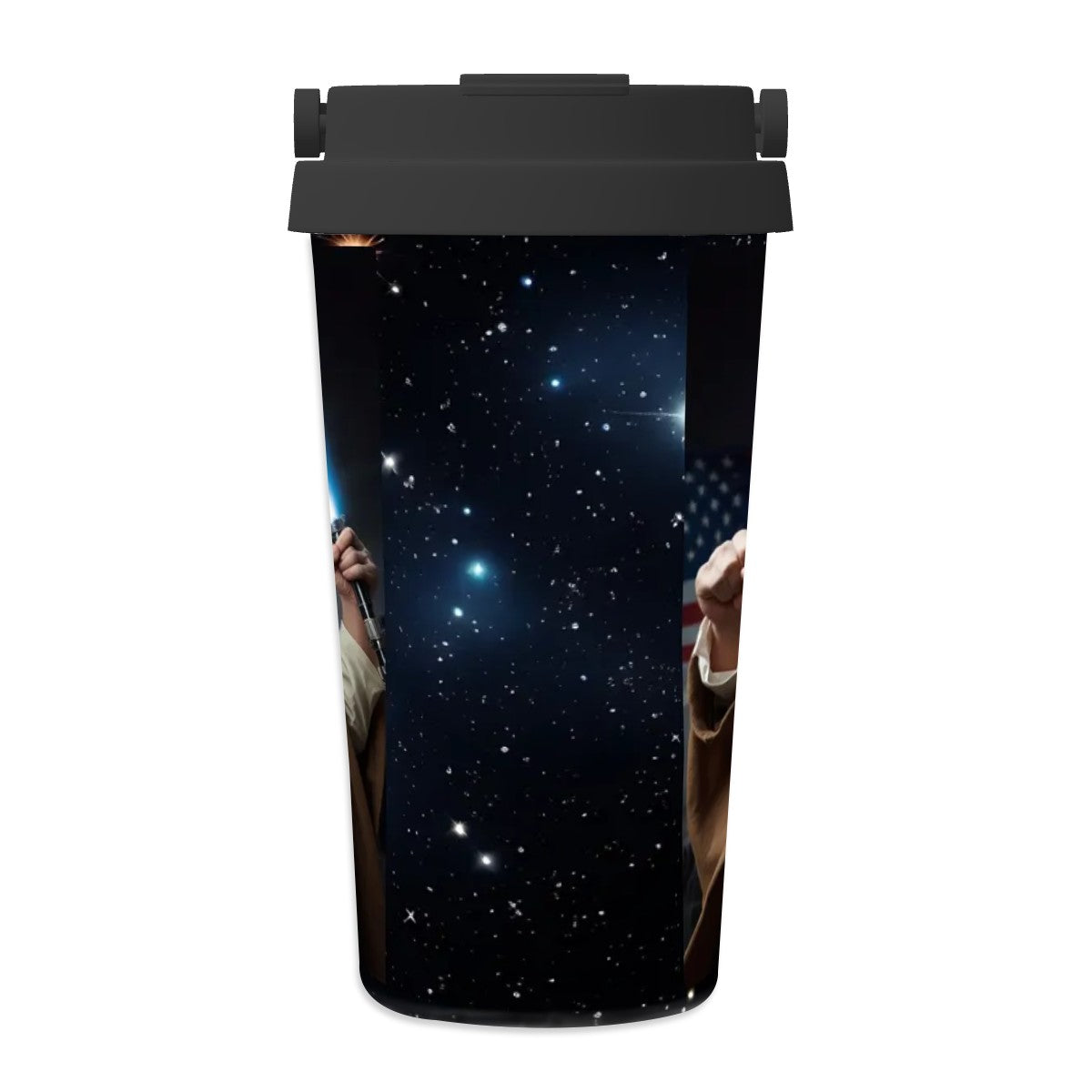 Donald Trump Jedi, 17 oz Insulated Coffee Mug with Lid & Carrying Handle