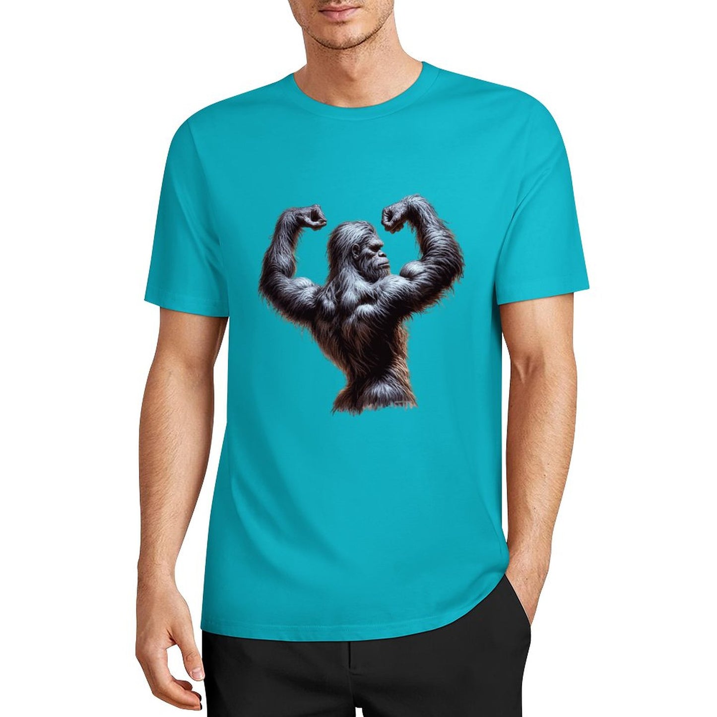 Bigfoot - Sasquatch Double Muscle Short Sleeve Cotton T-Shirt