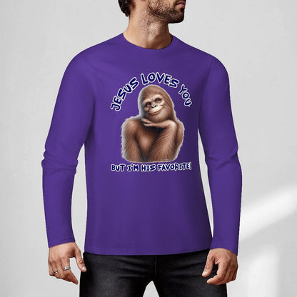 Bigfoot - Sasquatch "Jesus loves you..", Cotton Unisex Long Sleeve T-shirt