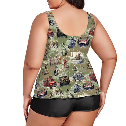 Zombies, Plus Sized Women’s Two Piece Tankini Swimsuit