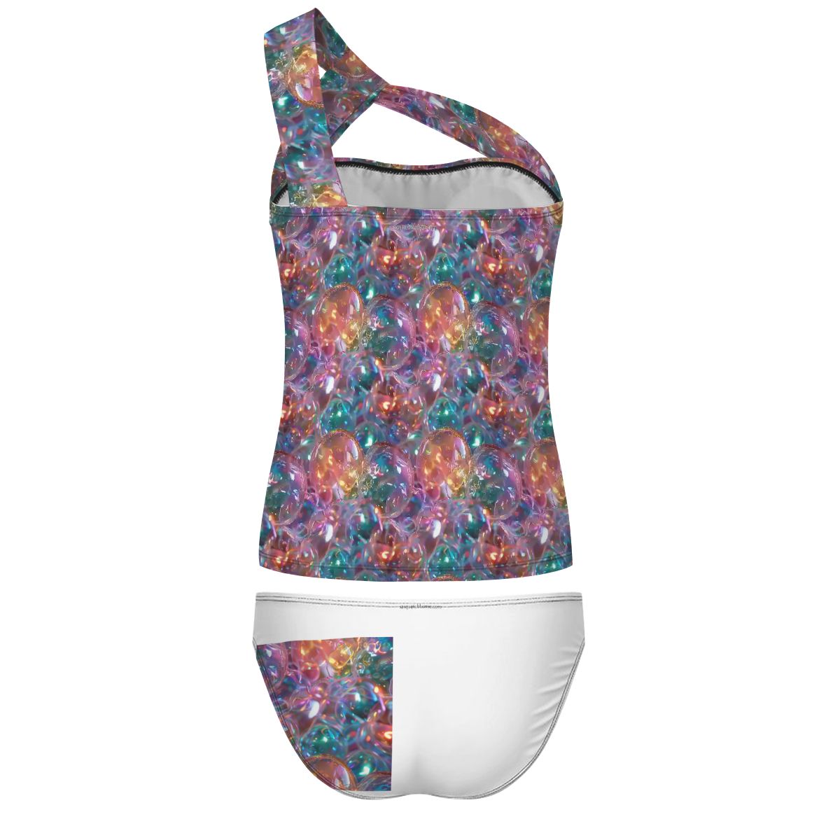 Baby Angel on Bubbles, Women One Shoulder Tankini, Two Piece