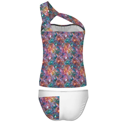 Baby Angel on Bubbles, Women One Shoulder Tankini, Two Piece