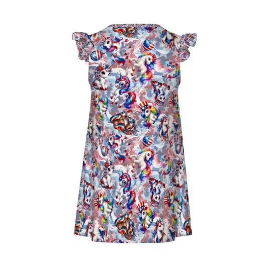 8 Patriot Designs, Girl's Flutter Sleeve Nightgown