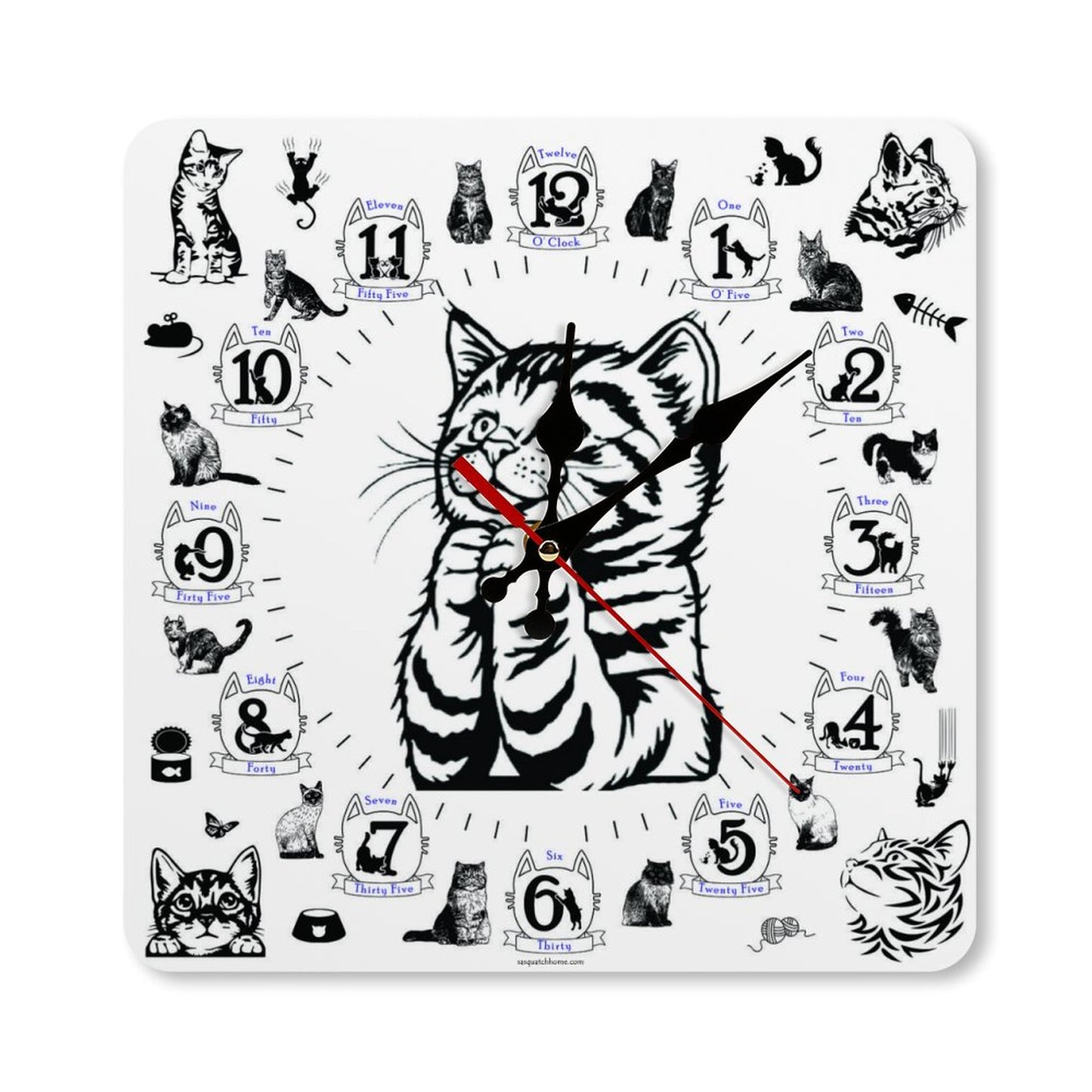 Praying Kitten Square Wall Clock