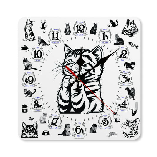 Praying Kitten Square Wall Clock