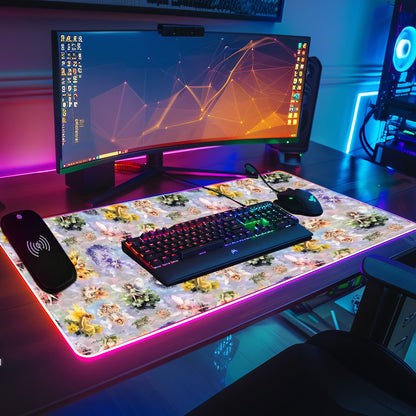 6 Fairy Designs, Wireless Charging Gaming Mouse Pads / Mat With Lights - 2 Sizes
