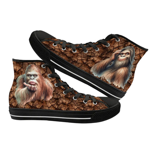 Female Bigfoot Sasquatch, Women's High Top Canvas Shoes