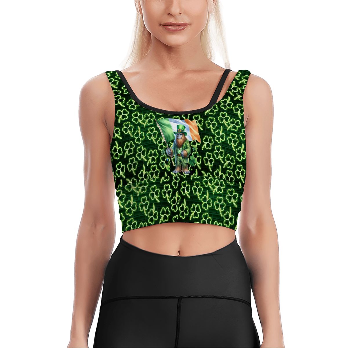Irish Bigfoot, Sasquatch, Women’s Strappy Sports Bra, Yoga Top