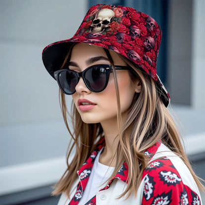 Skulls and Roses, Adult Bucket Hat