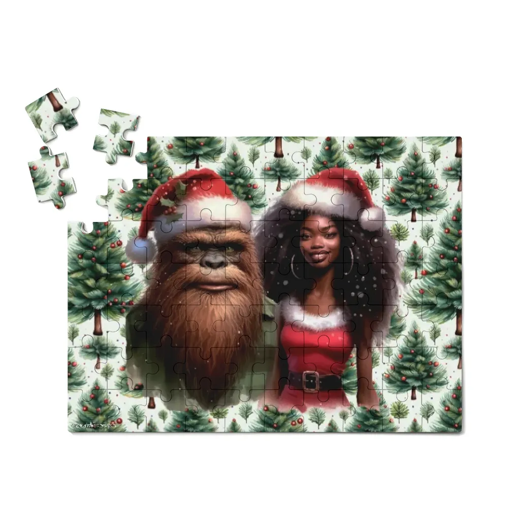 Christmas Sasquatch Santa, Jigsaw Puzzles, 4 Sizes