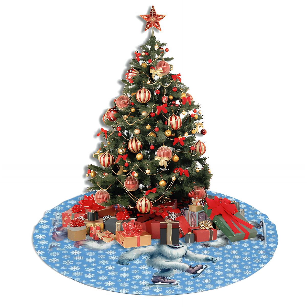 Cute Yeti Design, Plush Christmas Tree Skirt – 3 Sizes