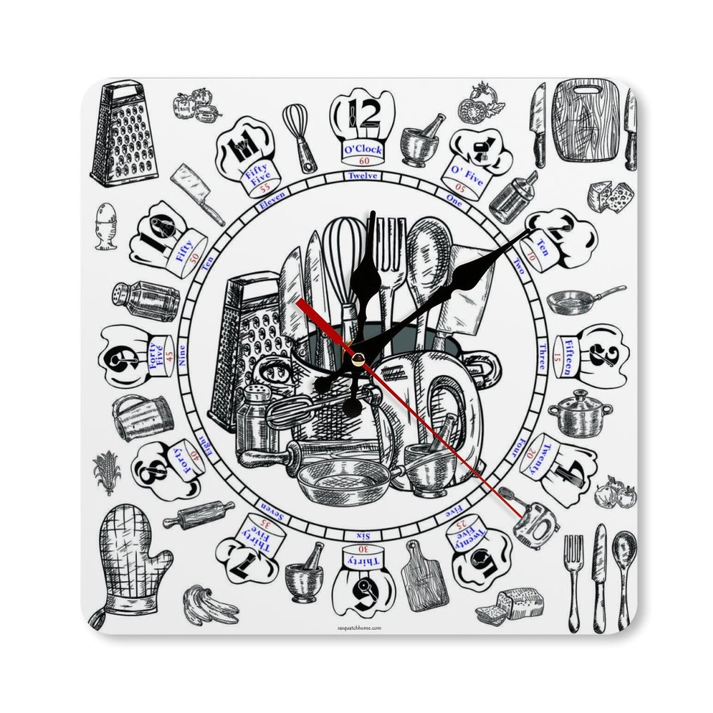 Cooking Square Wall Clock