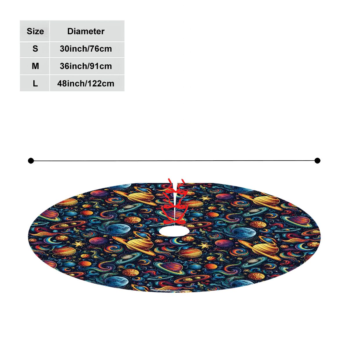 12 Galaxy Outer Space Designs, Plush Christmas Tree Skirt – 3 Sizes