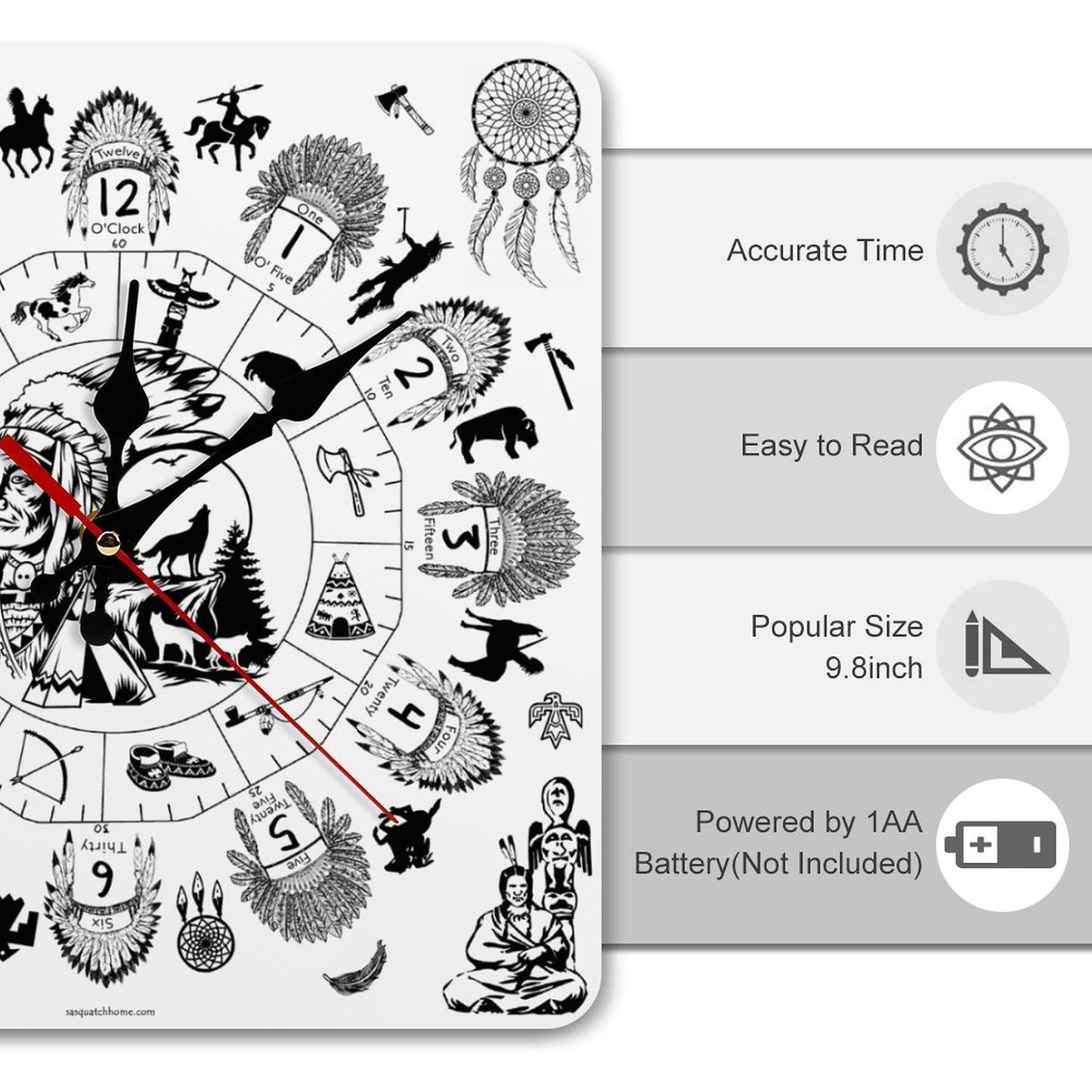 Native American Square Wall Clock