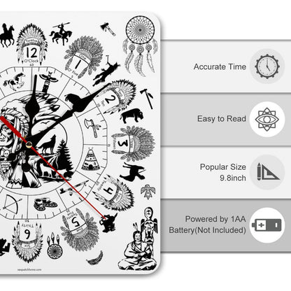 Native American Square Wall Clock