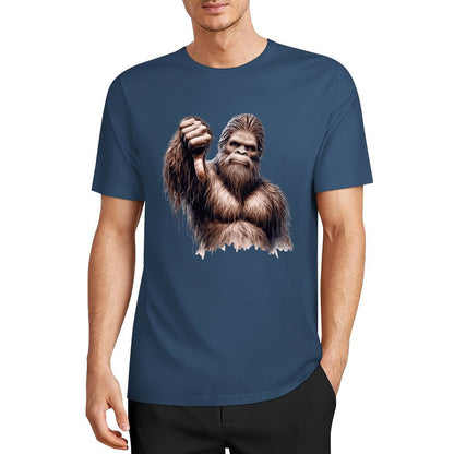Bigfoot - Sasquatch Thumb Down Short Sleeve Cotton T-Shirt