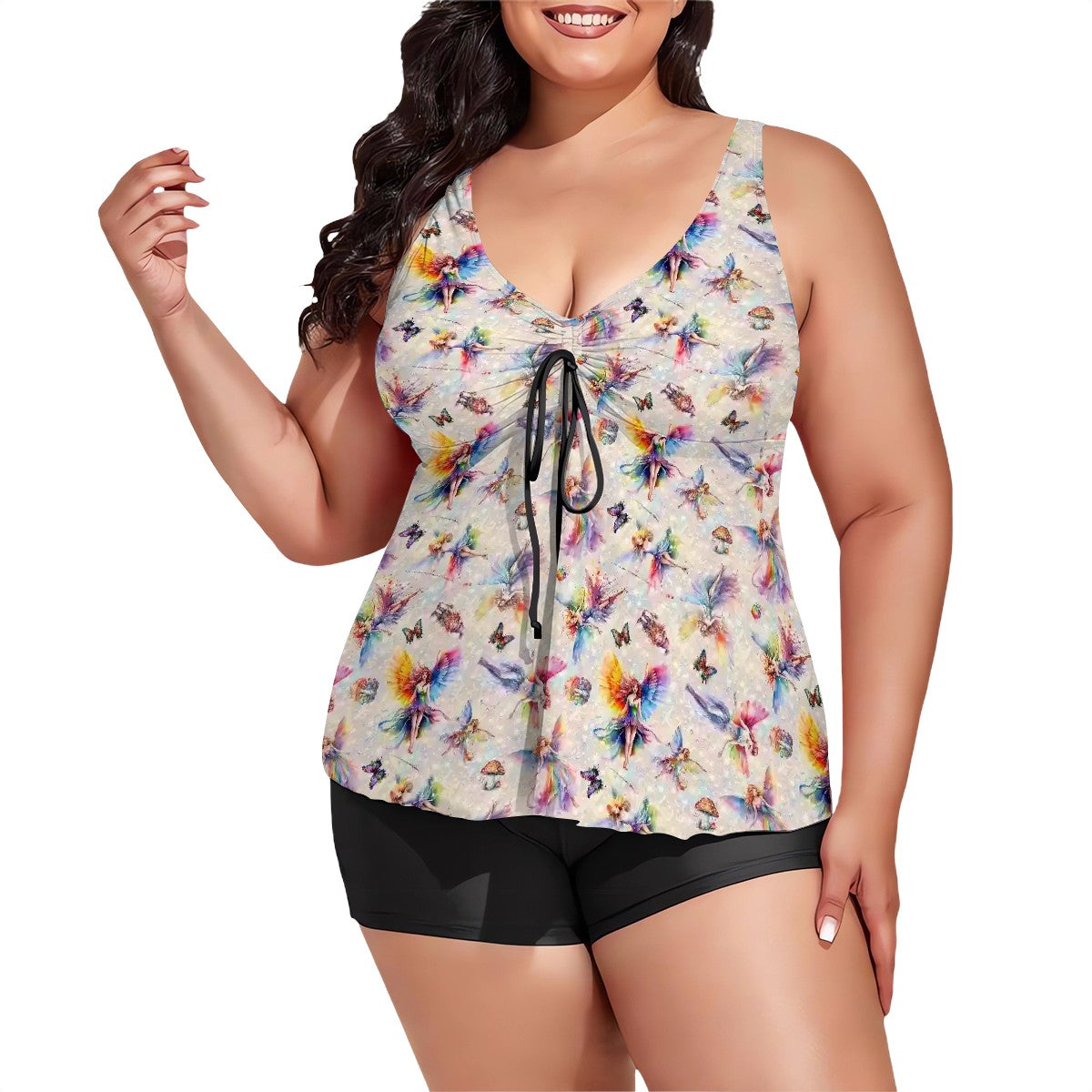 6 Fairy Designs, Plus Sized Women’s Two Piece Tankini Swimsuit