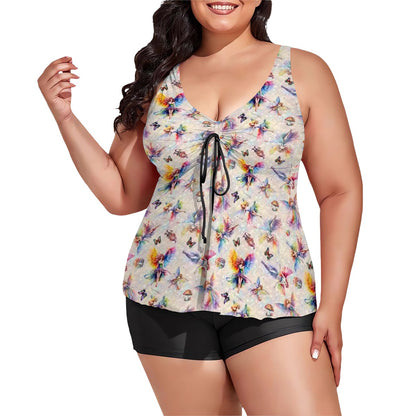 6 Fairy Designs, Plus Sized Women’s Two Piece Tankini Swimsuit