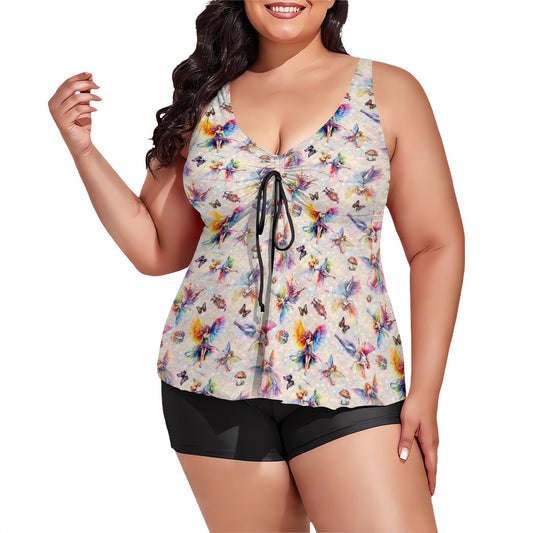 6 Fairy Designs, Plus Sized Women’s Two Piece Tankini Swimsuit