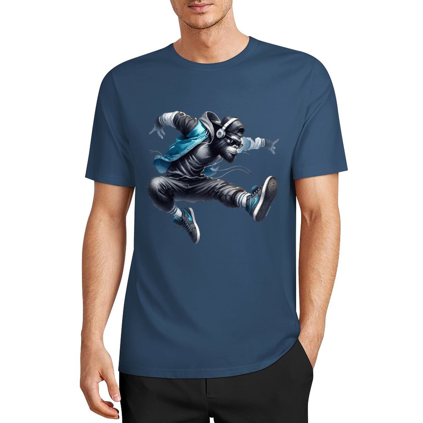 Bigfoot - Sasquatch Jumping Short Sleeve Cotton T-Shirt