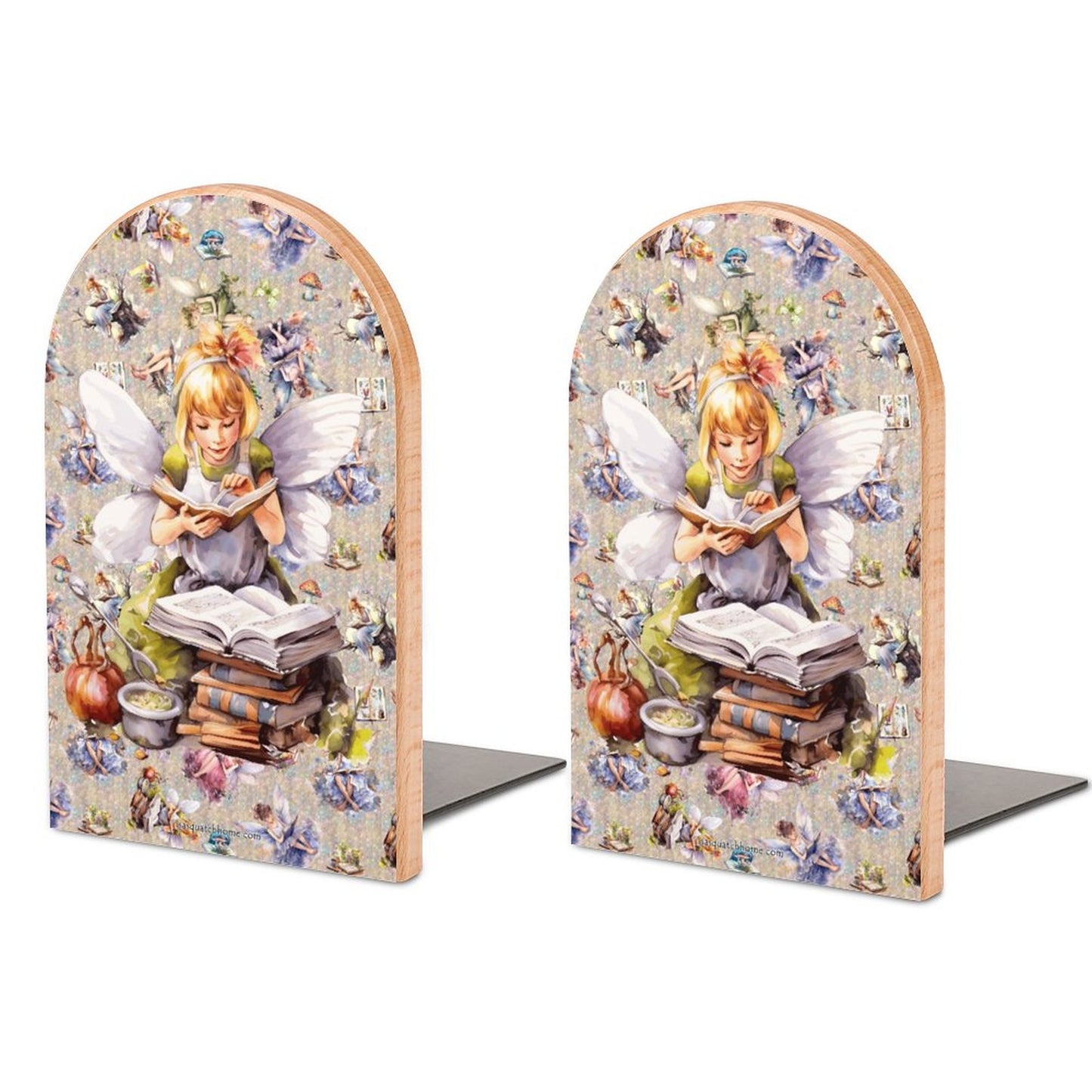 Fairies Reading, Wood Bookends