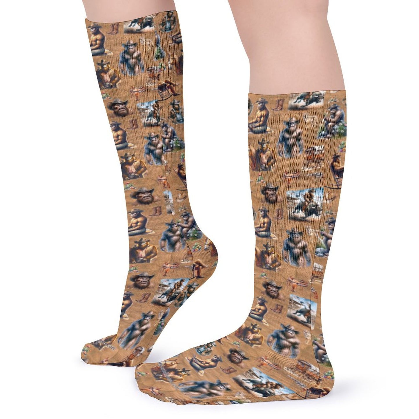 20 Bigfoot / Sasquatch Designs, 15.5 Inch Tube Socks