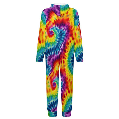 10 Tie Dye Designs, Youth Flannel Footless Zip up Pajama Jumpsuit