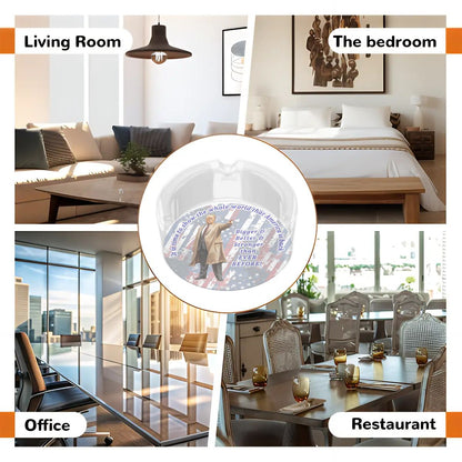 3 .3" Round, Lead Free Glass Ashtray - Donald Trump "It's time to let the world know.."