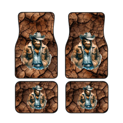 Cowboy Bigfoot / Sasquatch, 4 Piece Auto Floor Mats