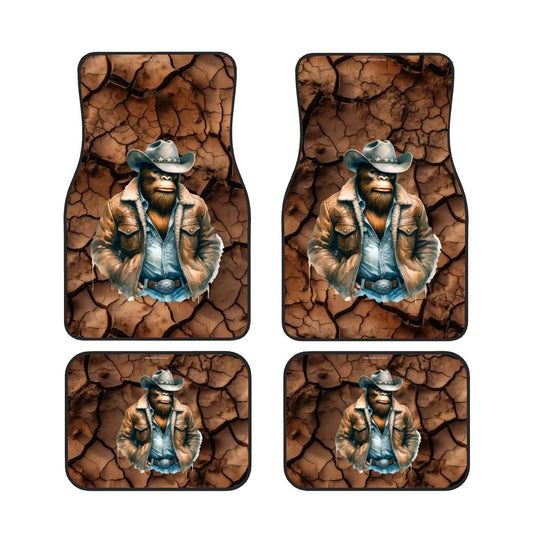 Cowboy Bigfoot / Sasquatch, 4 Piece Auto Floor Mats
