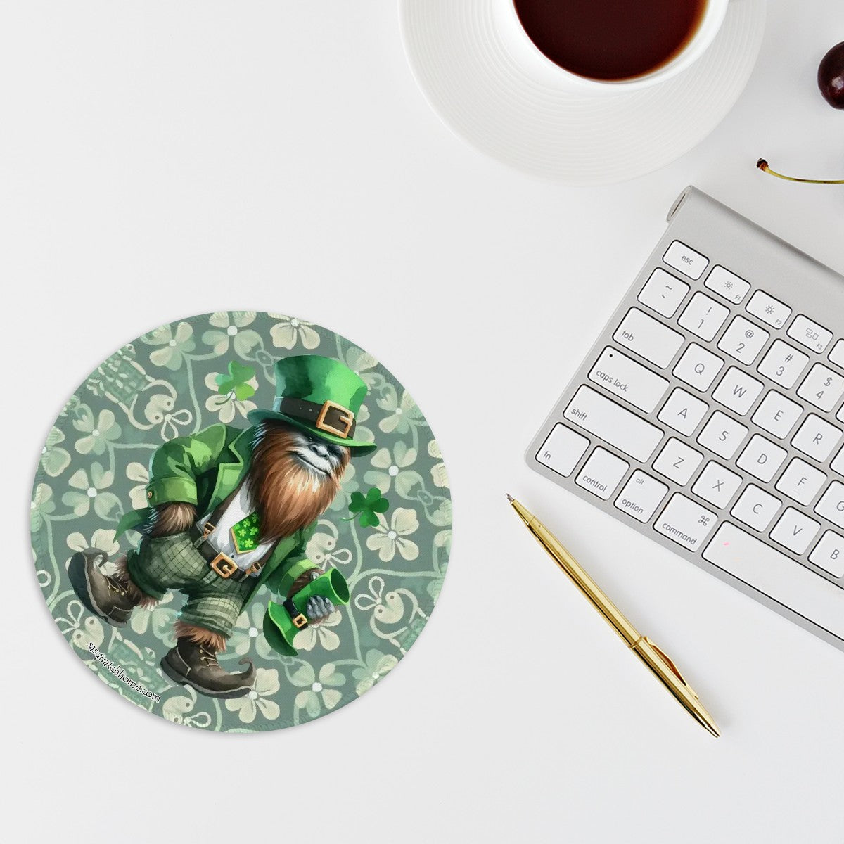 8” Round Mouse pad, Bigfoot / Sasquatch – Anti slip rubber –