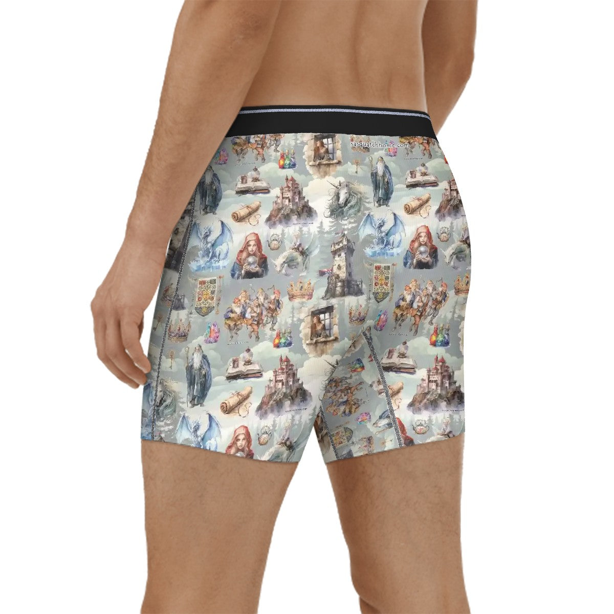 Awesome/Mythical Themed Men's Silky Polyester Extended Boxer Briefs Underwear