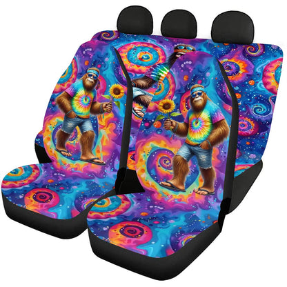 Hippie Sasquatch / Bigfoot, Car Seat Covers, Full 7 Piece Set