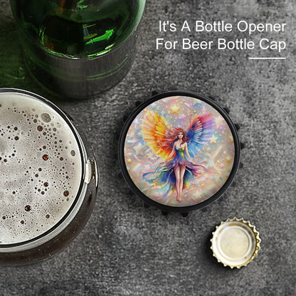Fairy Design, 3” Magnetic Can Opener / Coaster / Fridge Decor