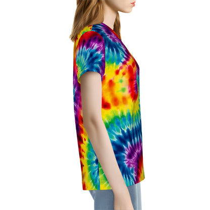 19 Tie Dye Designs, Women’s Polyester Short Sleeve T-Shirt