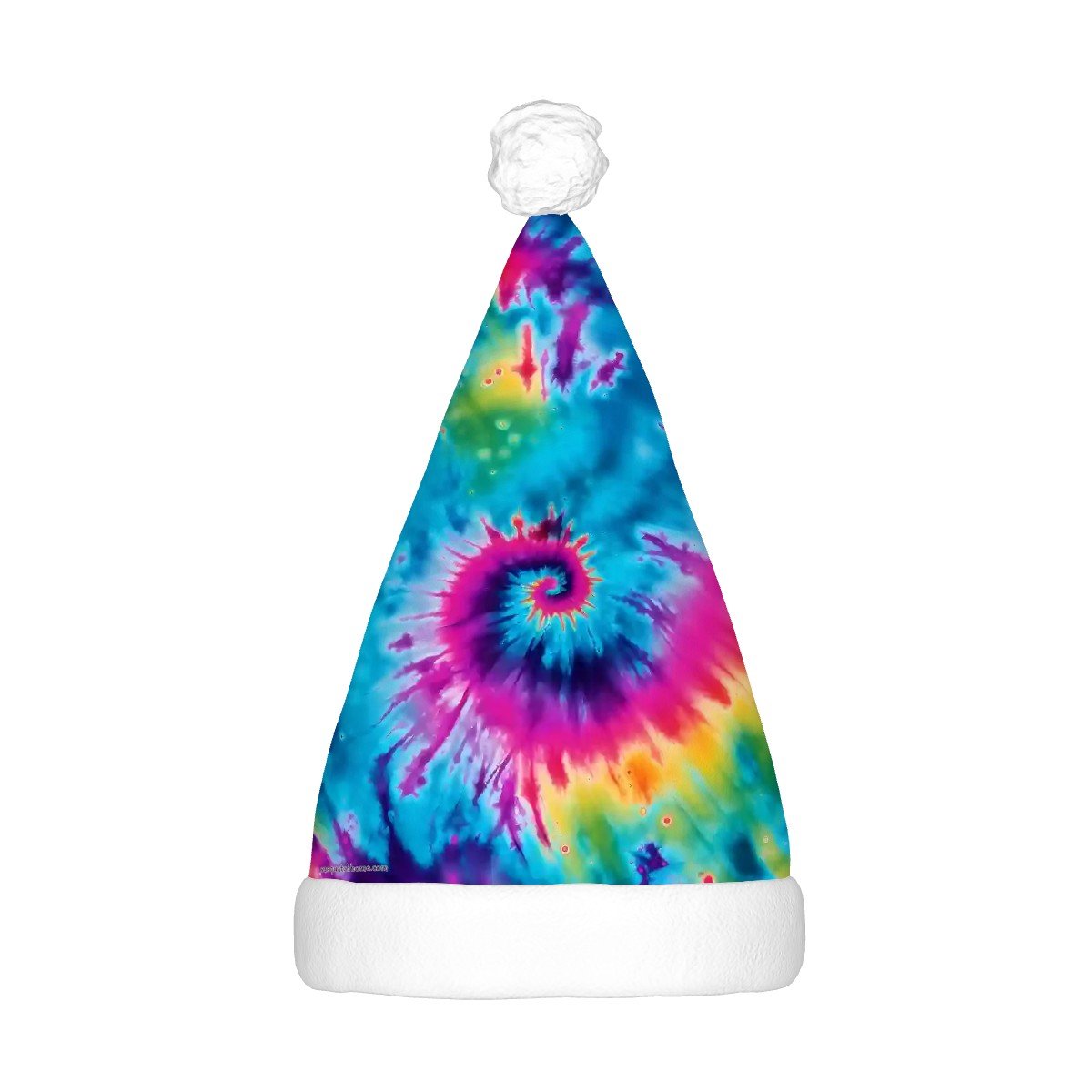 19 Tie Dye Designs, Adult Plush Santa Hat with Light