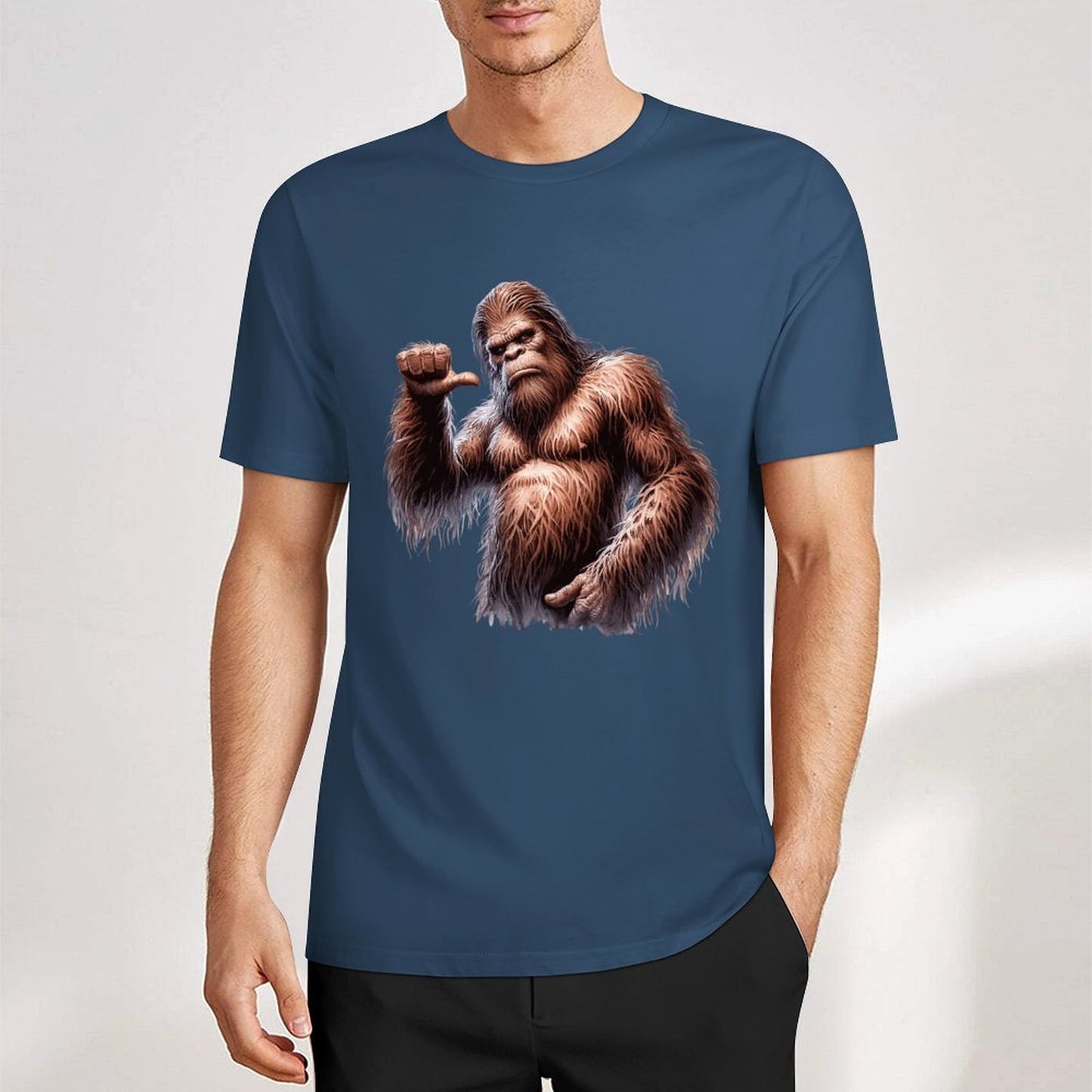 Bigfoot - Sasquatch Pointing at self Short Sleeve Cotton T-Shirt