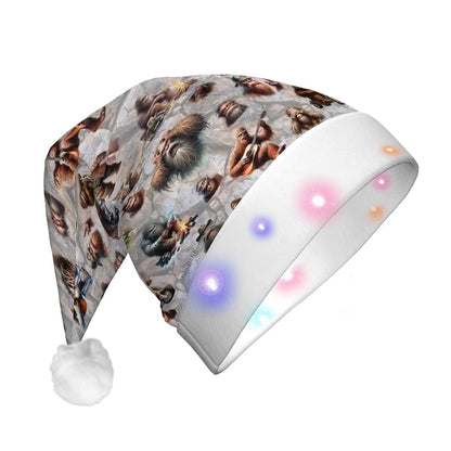 20 Sasquatch Designs, Adult Plush Santa Hat with Light