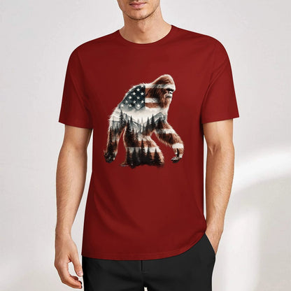 Bigfoot - Sasquatch Flag Scenery Cotton Unisex Long Sleeve T-shirt