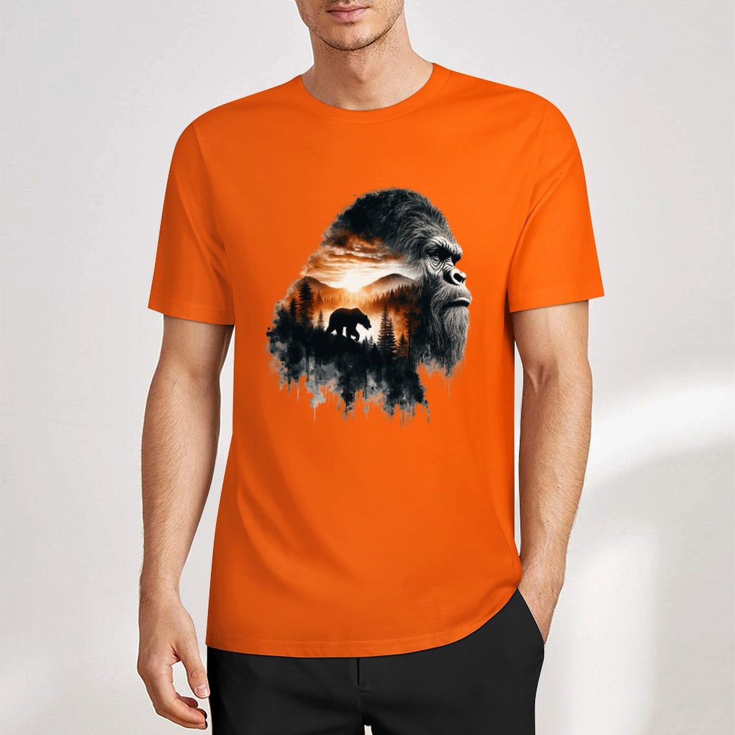 Bigfoot - Sasquatch Scenery Short Sleeve Cotton T-Shirt