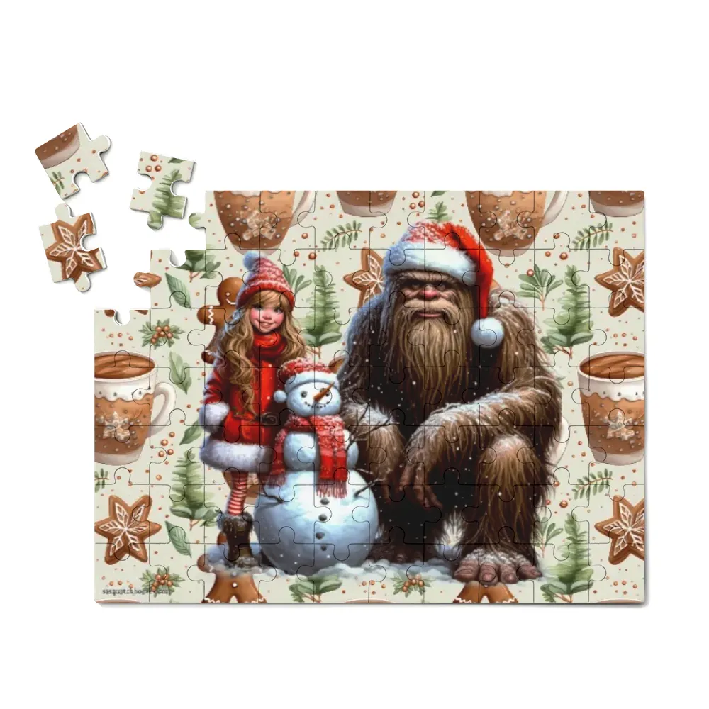 Santa Sasquatch / Bigfoot Snowman, Jigsaw Puzzles, 4 Sizes
