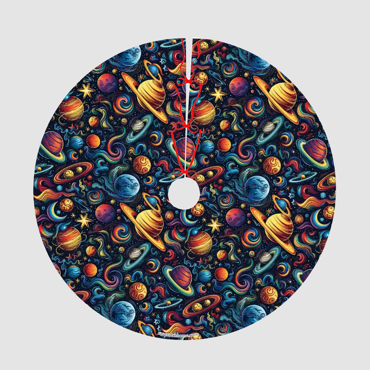12 Galaxy Outer Space Designs, Plush Christmas Tree Skirt – 3 Sizes