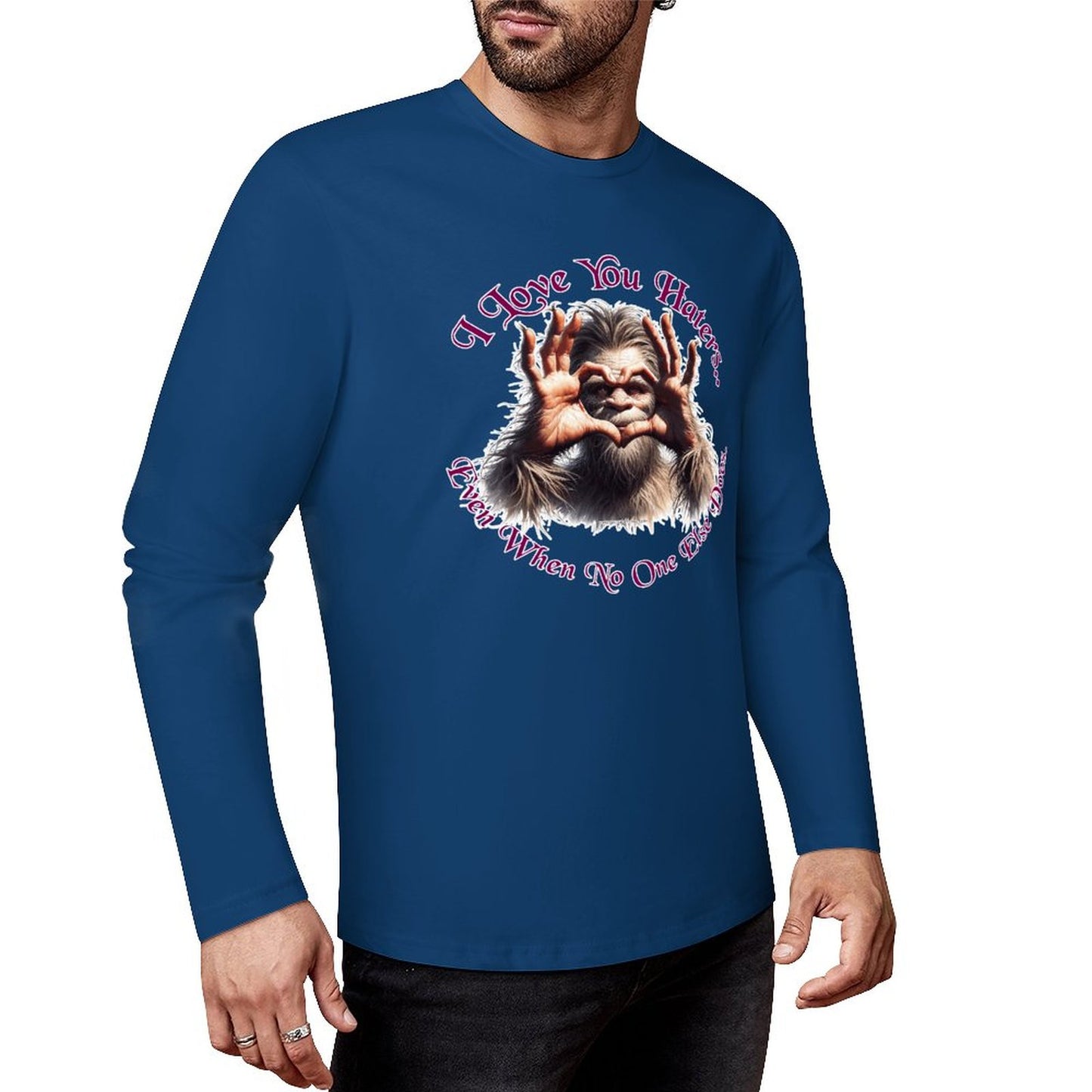 Bigfoot - Sasquatch "I love you.", Cotton Unisex Long Sleeve T-shirt