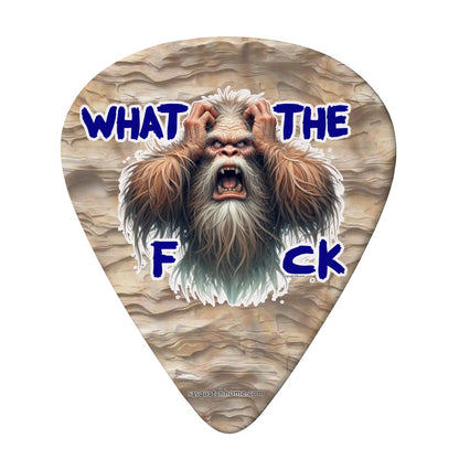 6 Guitar Picks with Keychain Snap Pick Wallet- Bigfoot / Sasquatch "WTF"  – 3 Thicknesses