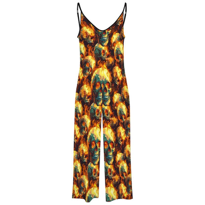 Flaming Skulls, Casual Jumpsuits for Women