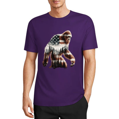 Bigfoot - Sasquatch Flag Scenery Cotton Unisex Long Sleeve T-shirt